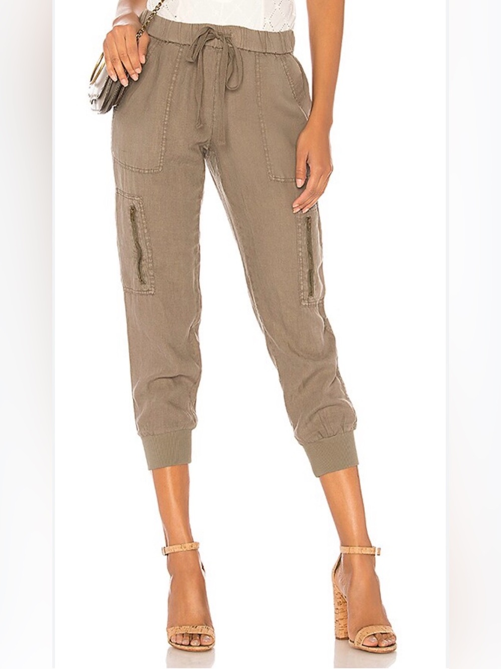 Joie Casual Drawstring Jogger Pants - Olive green